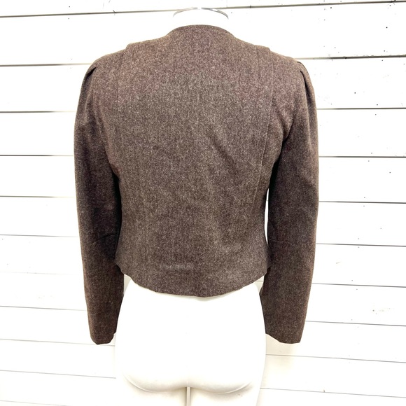 Vintage wool jacket brown tweed retro size 9 - Picture 6 of 9